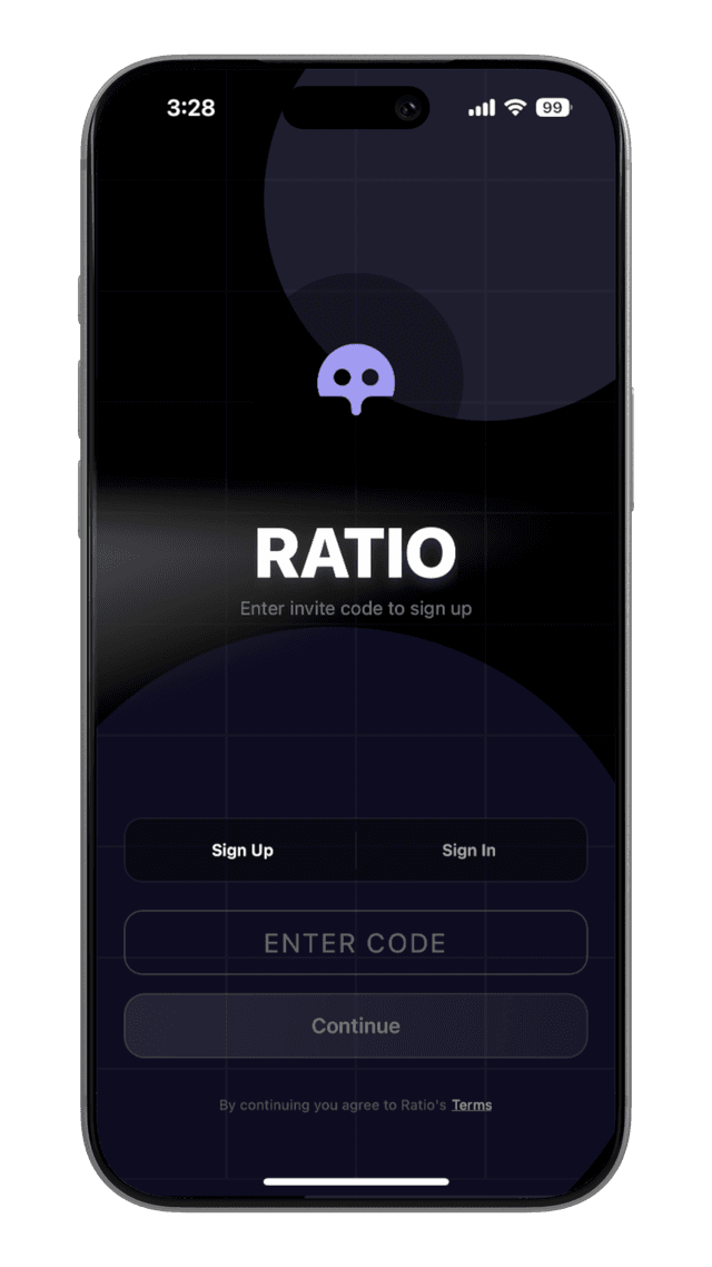 Ratio Login Screen